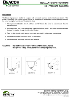 SENTRY High Pressure Bladders Installation Instructions