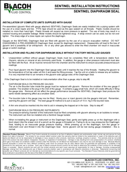 SENTINEL Diaphragm Seals Installation Instructions